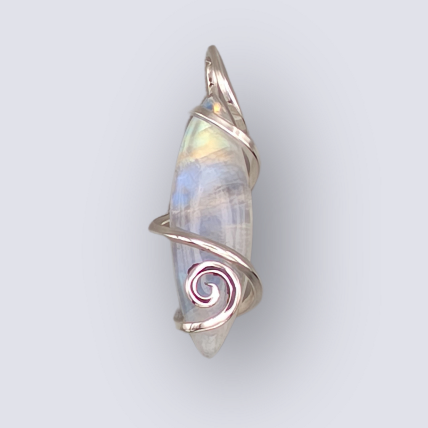 Rainbow Moonstone Marquise Pendant