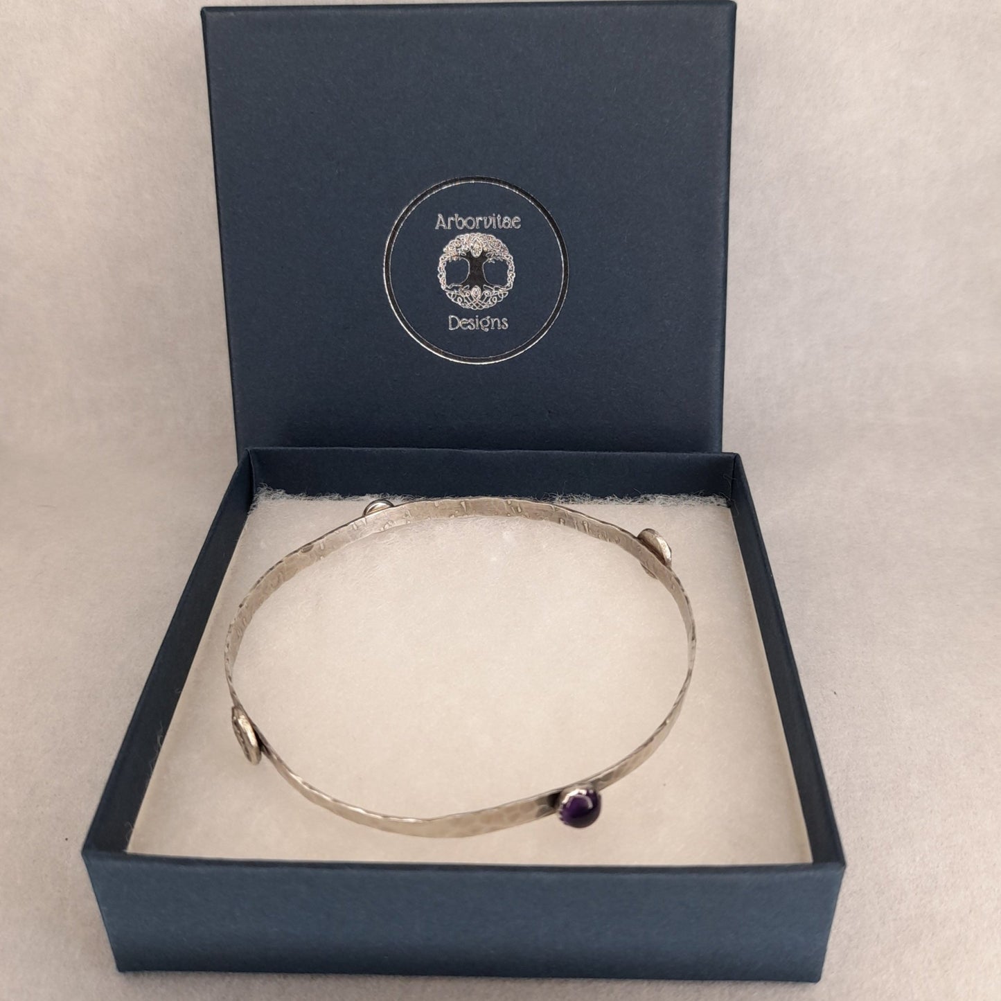 Moonstone Celtic Goddess Silver Bangle - Arborvitae Designs