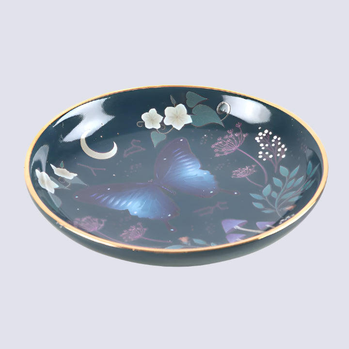 Round Midnight Moth Trinket Dish
