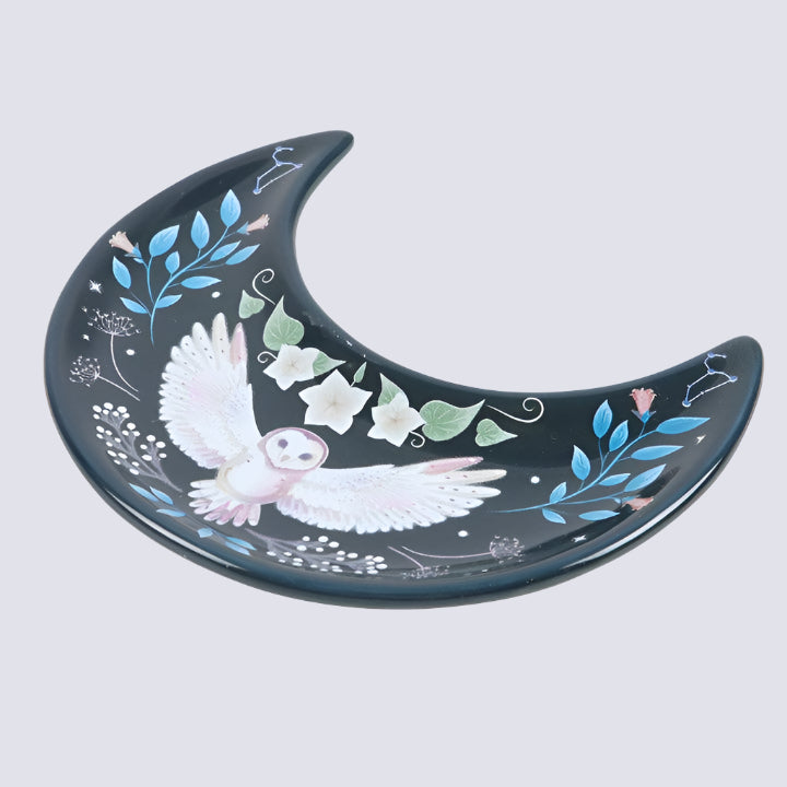 Crescent Moon Owl Trinket Dish