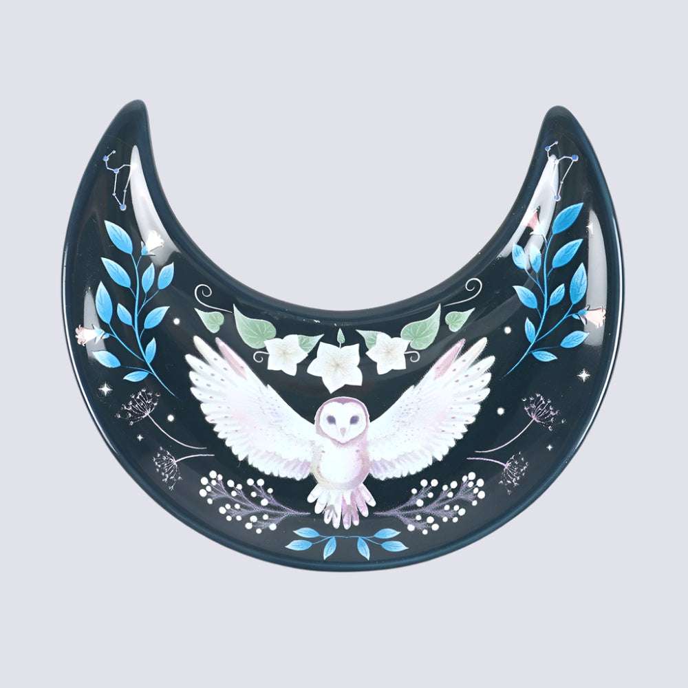 Crescent Moon Owl Trinket Dish