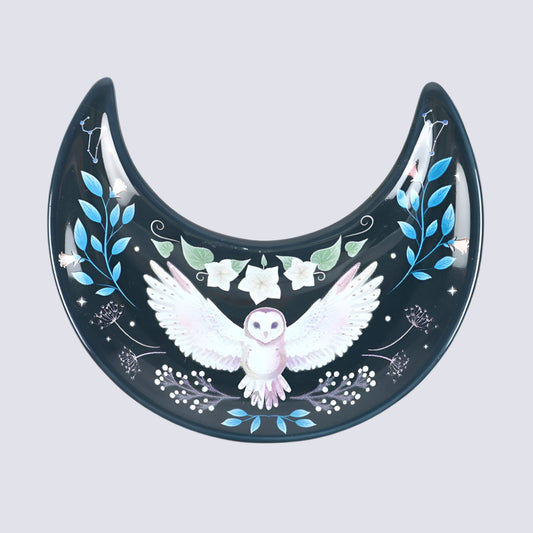 Crescent Moon Owl Trinket Dish