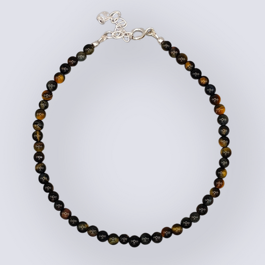 Yellow & Blue Tigers Eye Gemstone Anklet