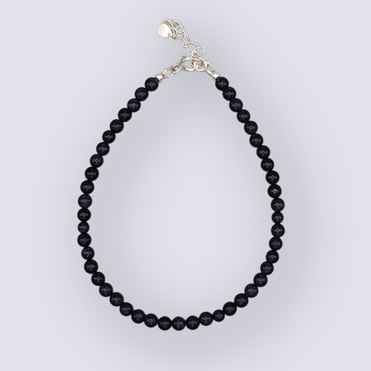 Blue Goldstone Beaded Gemstone Anklet