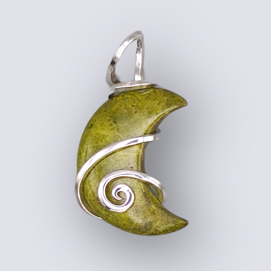 Unakite Moon Pendant