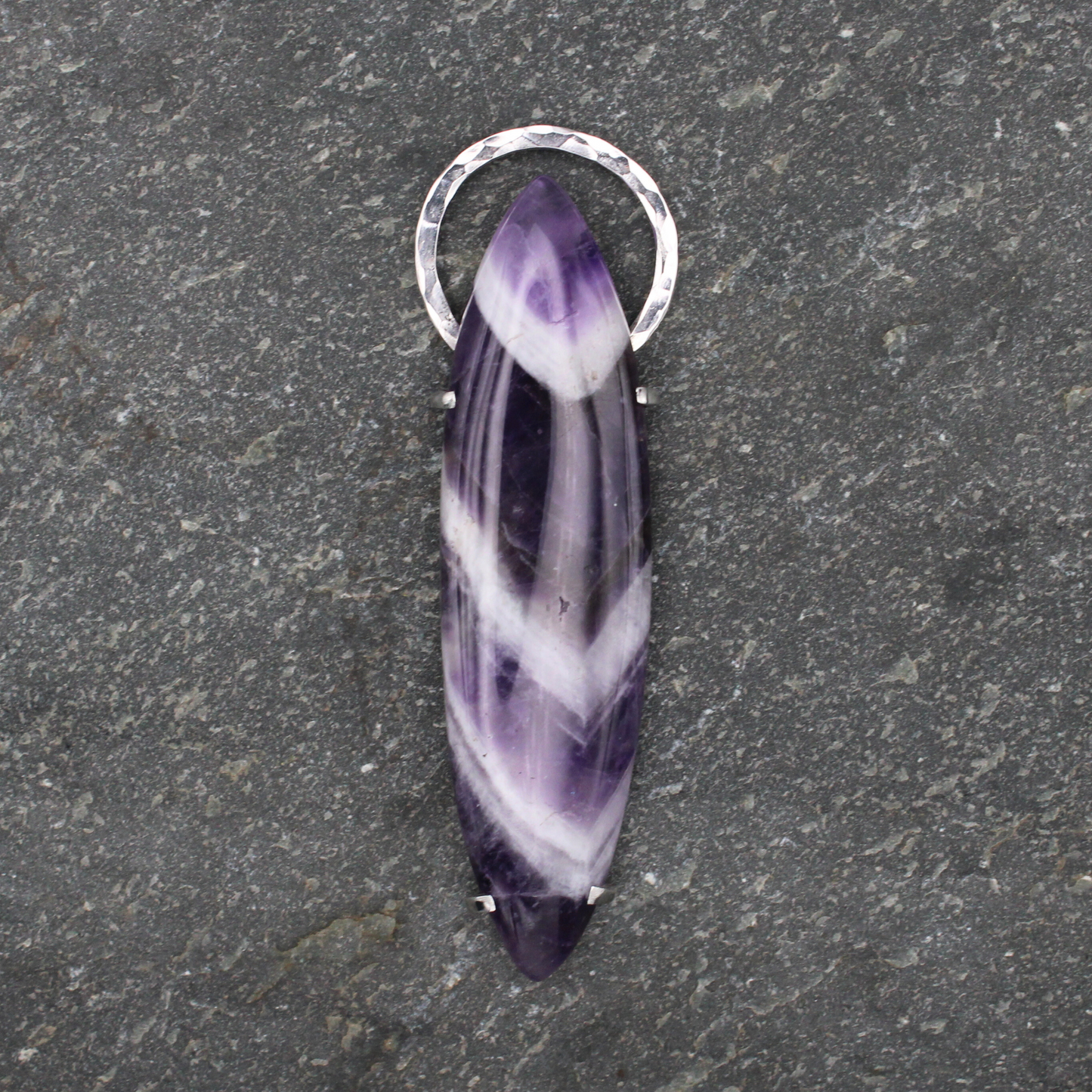 Chevron Amethyst Marquise Pendant