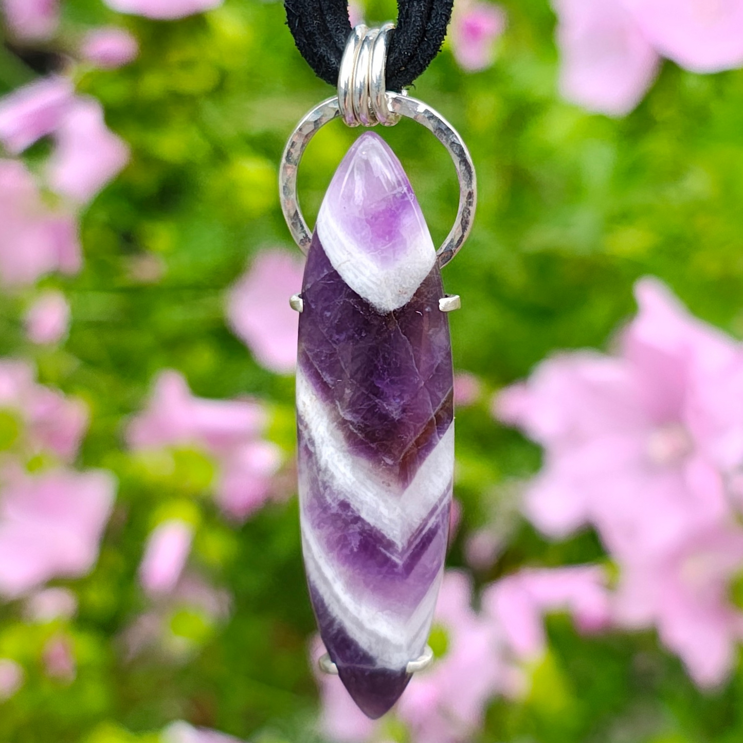 Chevron Amethyst Marquise Pendant