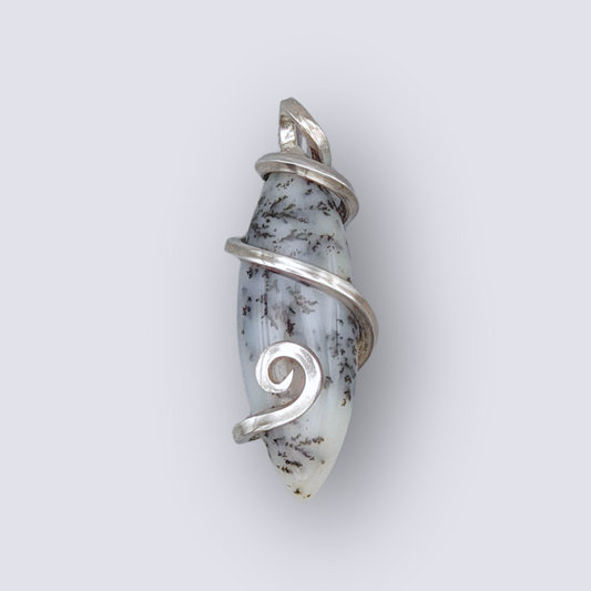 Dendritic Agate Marquise Pendant