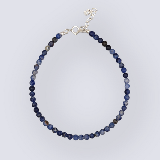 Matt Sodalite Beaded Gemstone Anklet