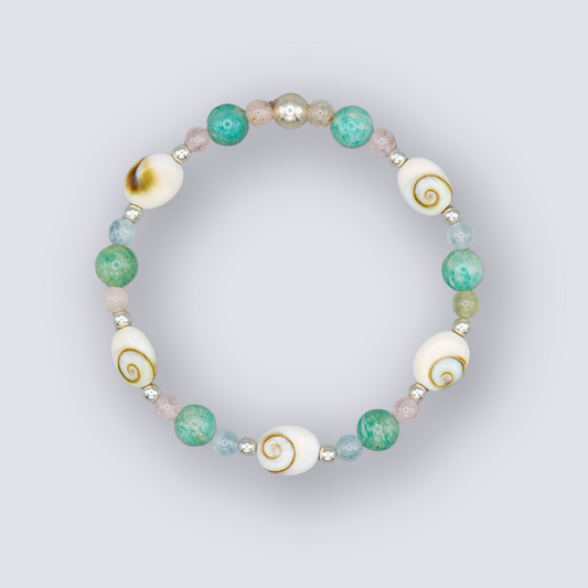 Ocean Whisper – Shiva Shell, Multi-Beryl & Amazonite Bracelet