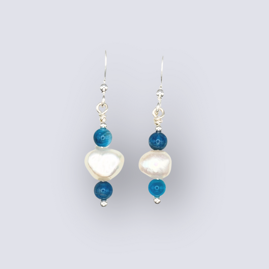 Moon Tide – Apatite, Pearl & Silver Earrings