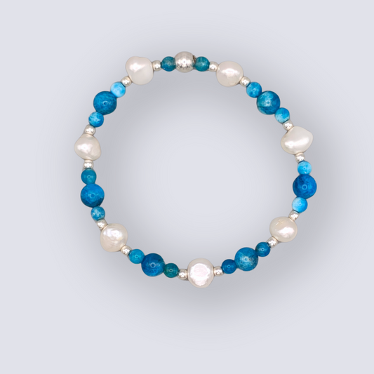 Moon Tide – Apatite, Pearl & Silver Bracelet