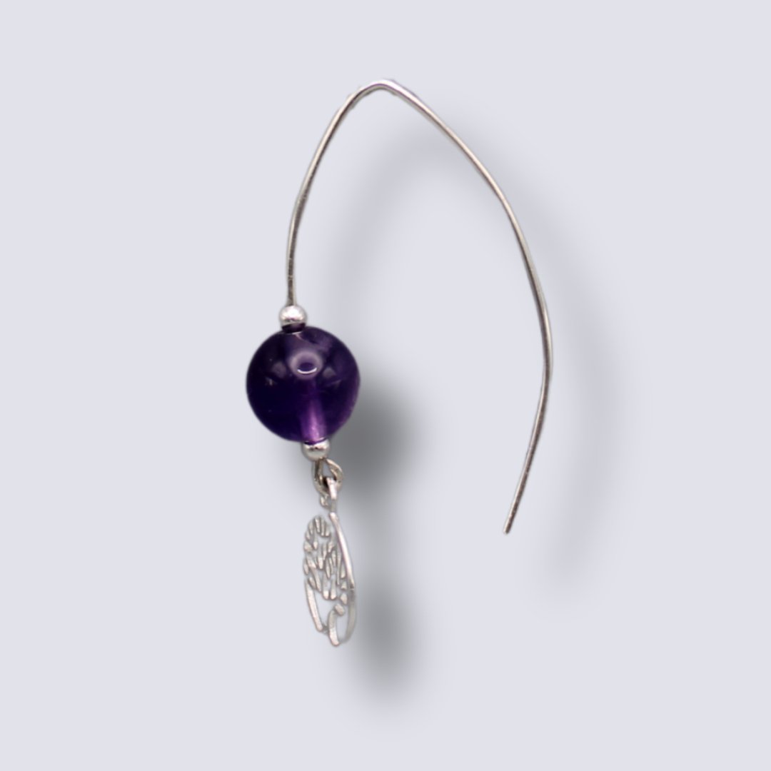 Amethyst Tree of Life Wire Earrings - Arborvitae Designs