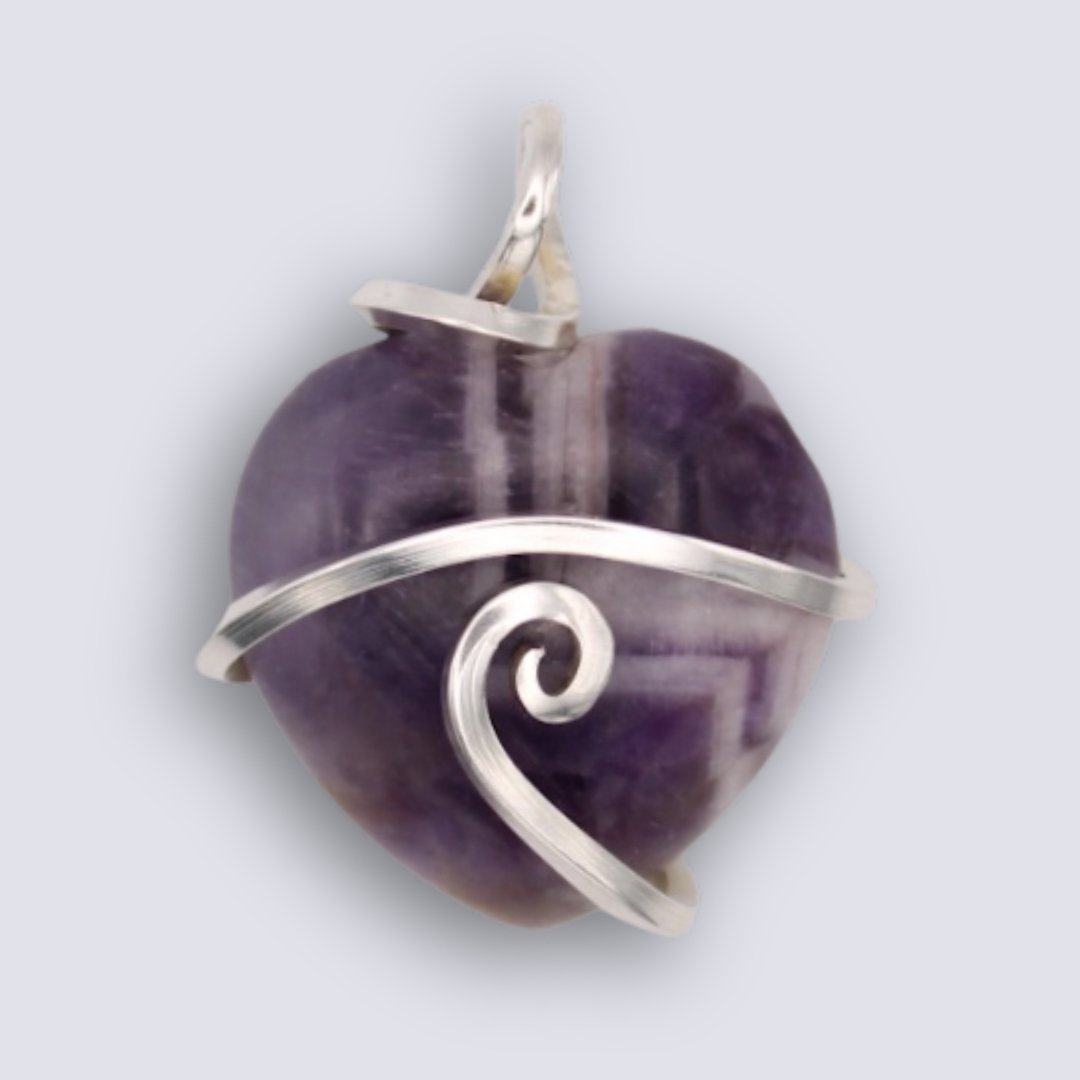 Chevron amethyst heart pendant - Arborvitae Designs