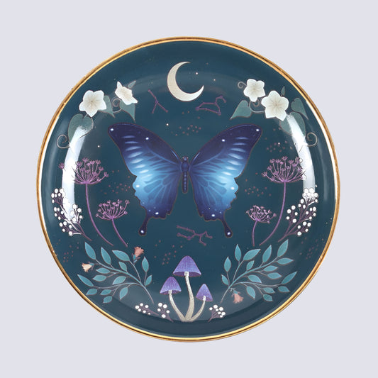 Round Midnight Moth Trinket Dish