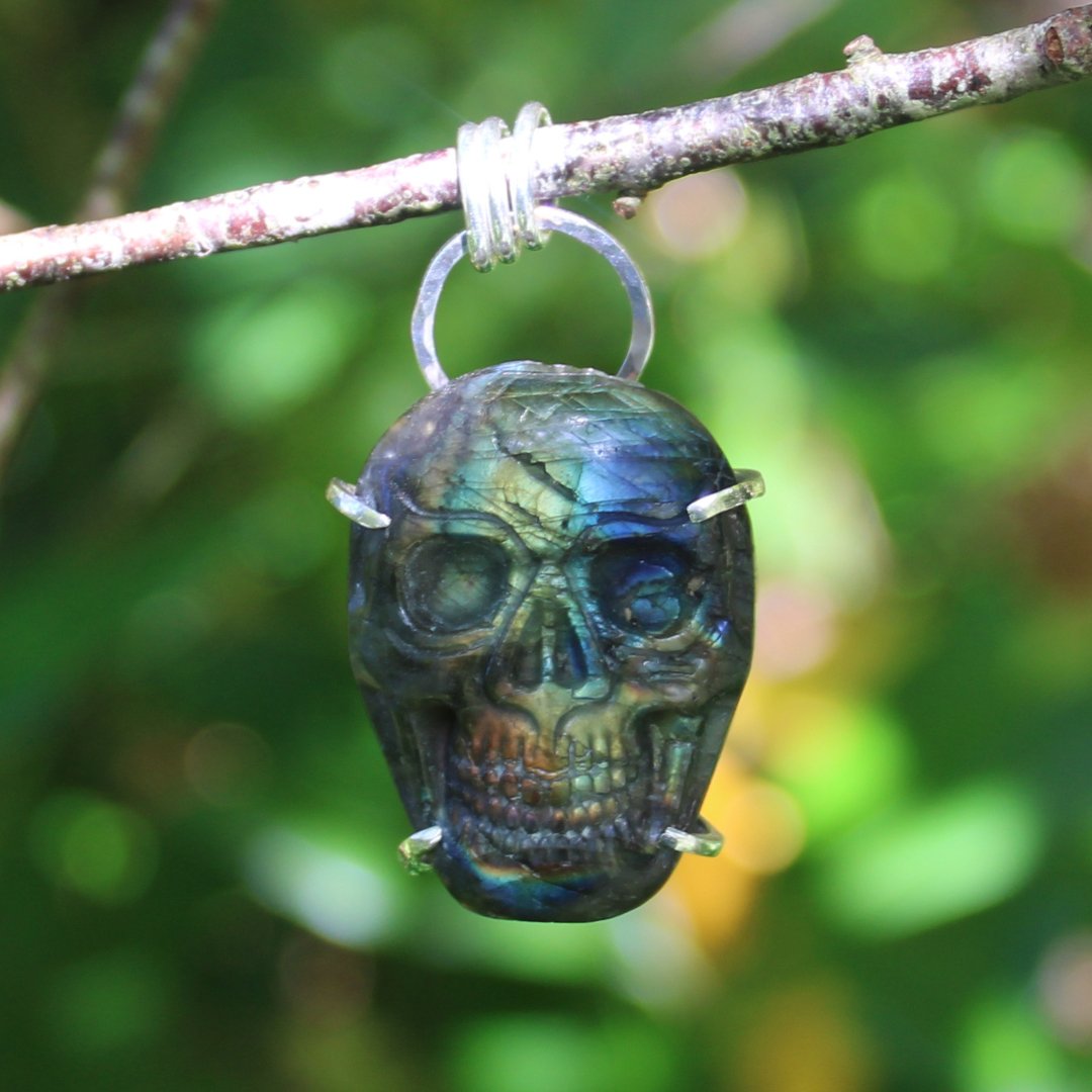 Labradorite Skull Pendant Arborvitae Designs
