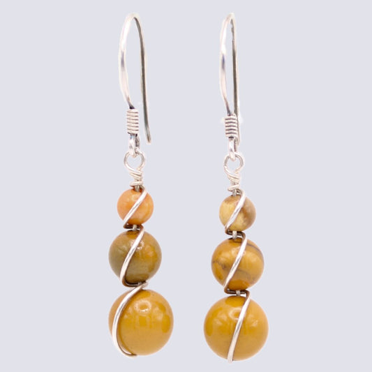 Yellow Mookaite Wrap Earrings - Arborvitae Designs