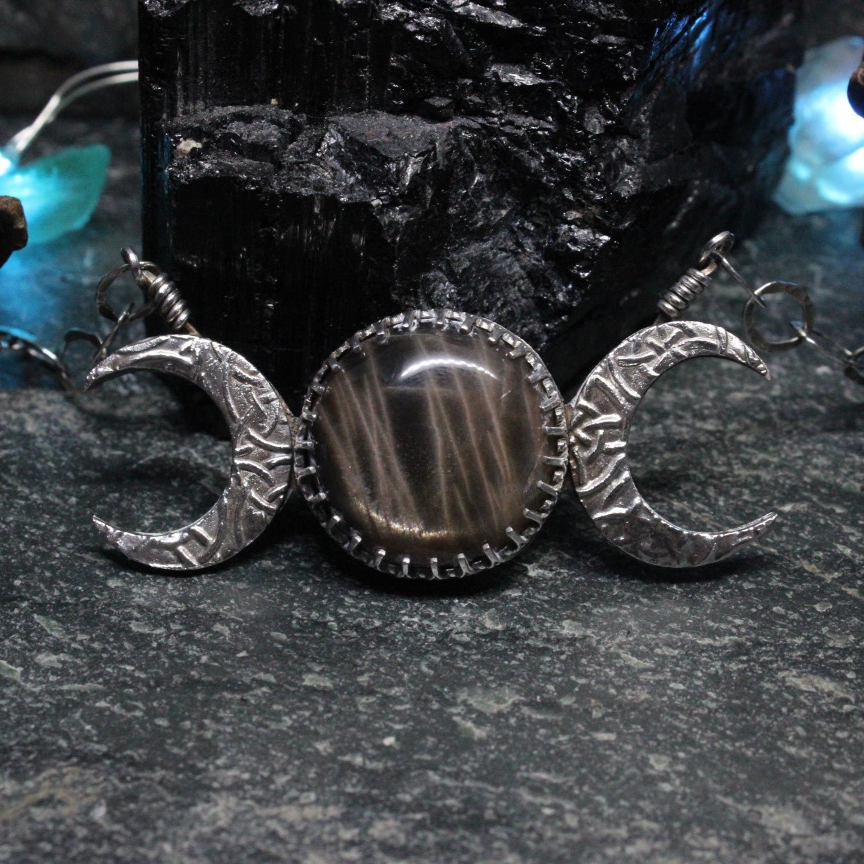 Black Moonstone Goddess Necklace - Arborvitae Designs