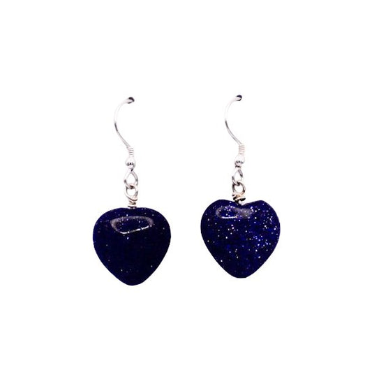 Blue Goldstone Heart Earrings - Arborvitae Designs