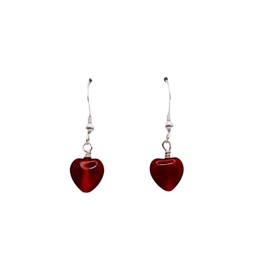 Carnelian Heart Earrings - Arborvitae Designs