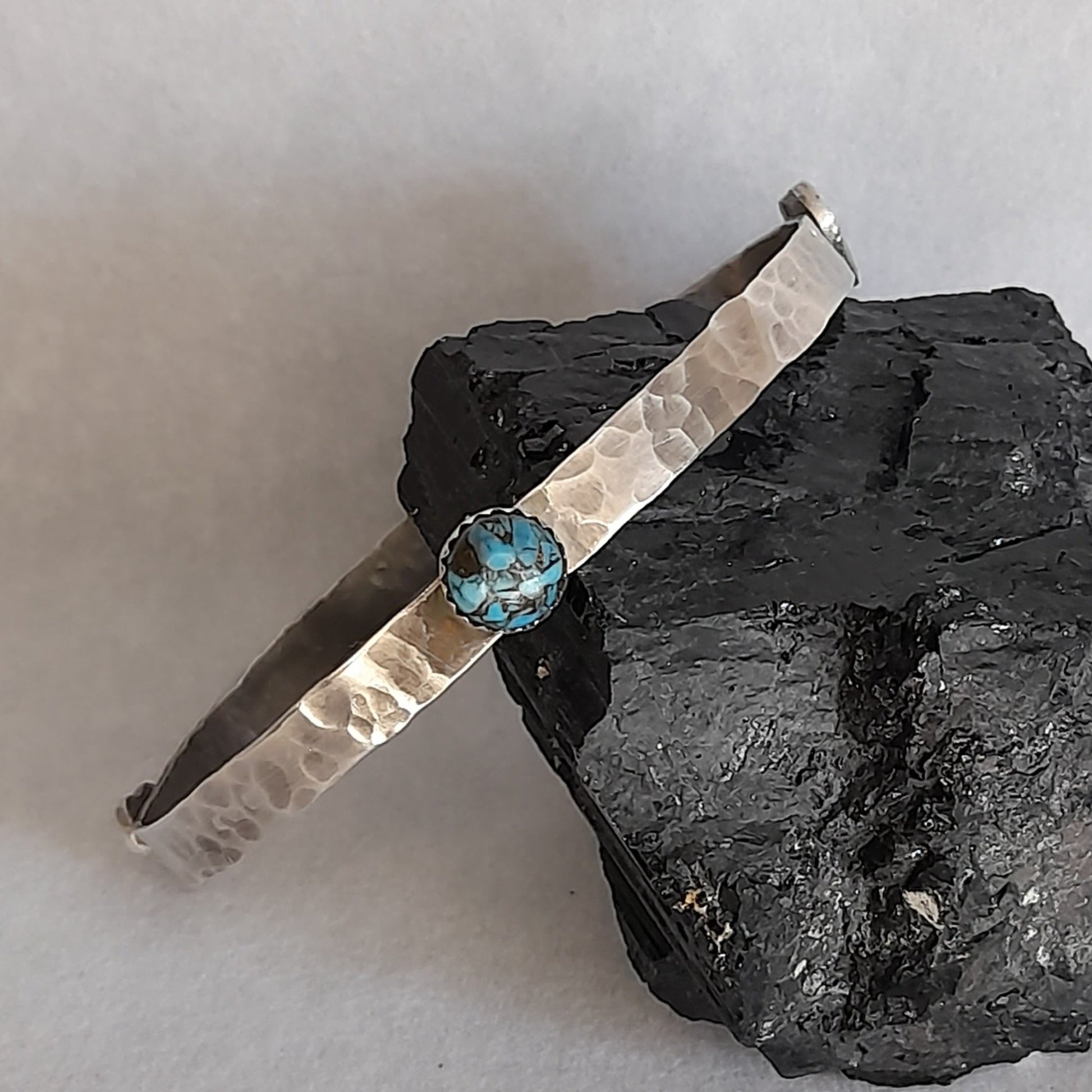 Celtic Heart and Turquoise Sterling Silver Bangle - Arborvitae Designs