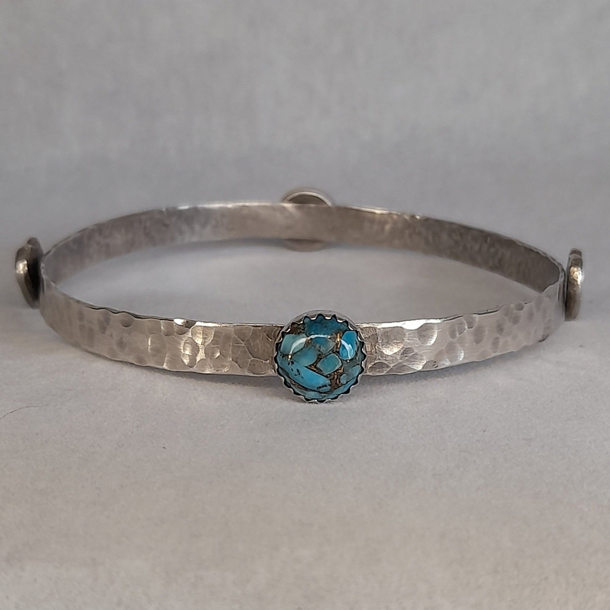 Celtic Heart and Turquoise Sterling Silver Bangle - Arborvitae Designs