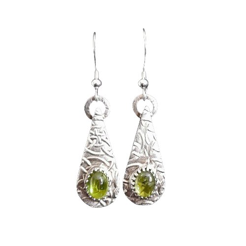 Celtic Peridot Drop Earrings Large - Arborvitae Designs