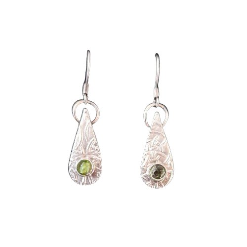 Celtic Round Peridot Drop Earrings Medium - Arborvitae Designs