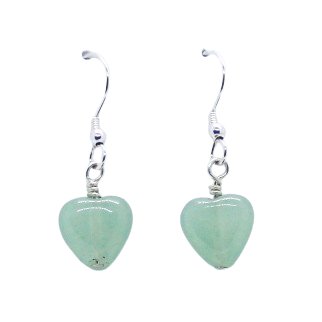 Green Aventurine Heart Earrings - Arborvitae Designs