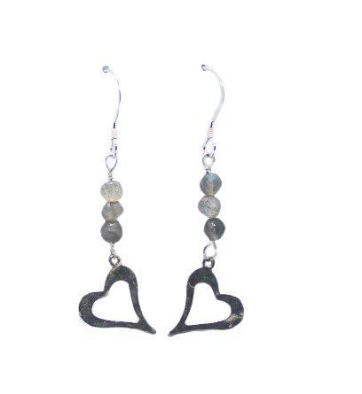 Labradorite heart earrings - Arborvitae Designs