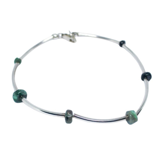 Natural Emerald Silver Bracelet - Arborvitae Designs