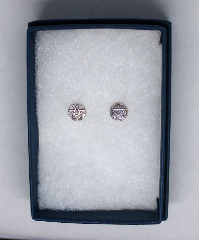 Pentagram Sterling Silver Stud Earrings - Arborvitae Designs