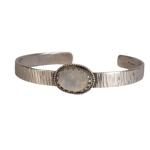 Rainbow Moonstone Sterling Silver Cuff Bracelet - Arborvitae Designs