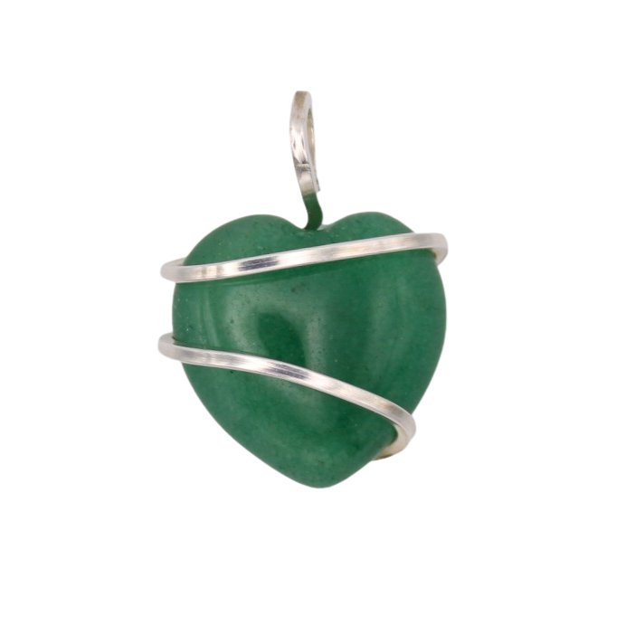 Reversible Green Aventurine Heart Pendant - Arborvitae Designs