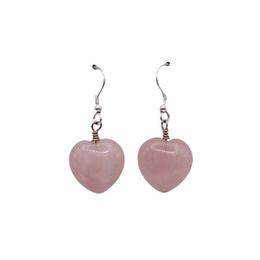 Rose Quartz Heart Earrings - Arborvitae Designs