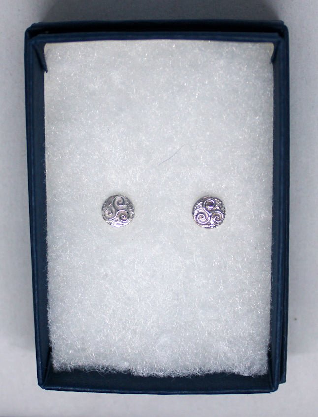 Triskele Sterling Silver Stud Earrings - Arborvitae Designs